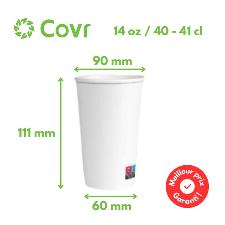 White paper cups 40 cl / 14 oz