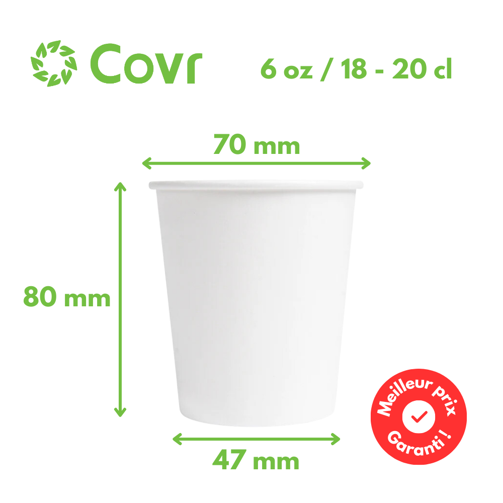 White cardboard cups 18 cl / 6 oz