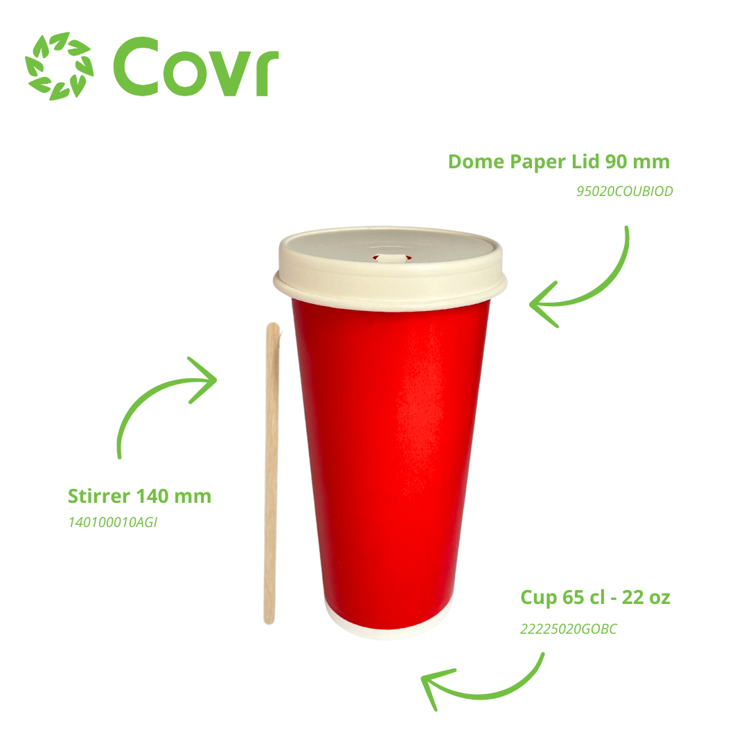 Red paper cups 65 cl / 22 oz cold drinks - 12 + 260 + 15 gsm