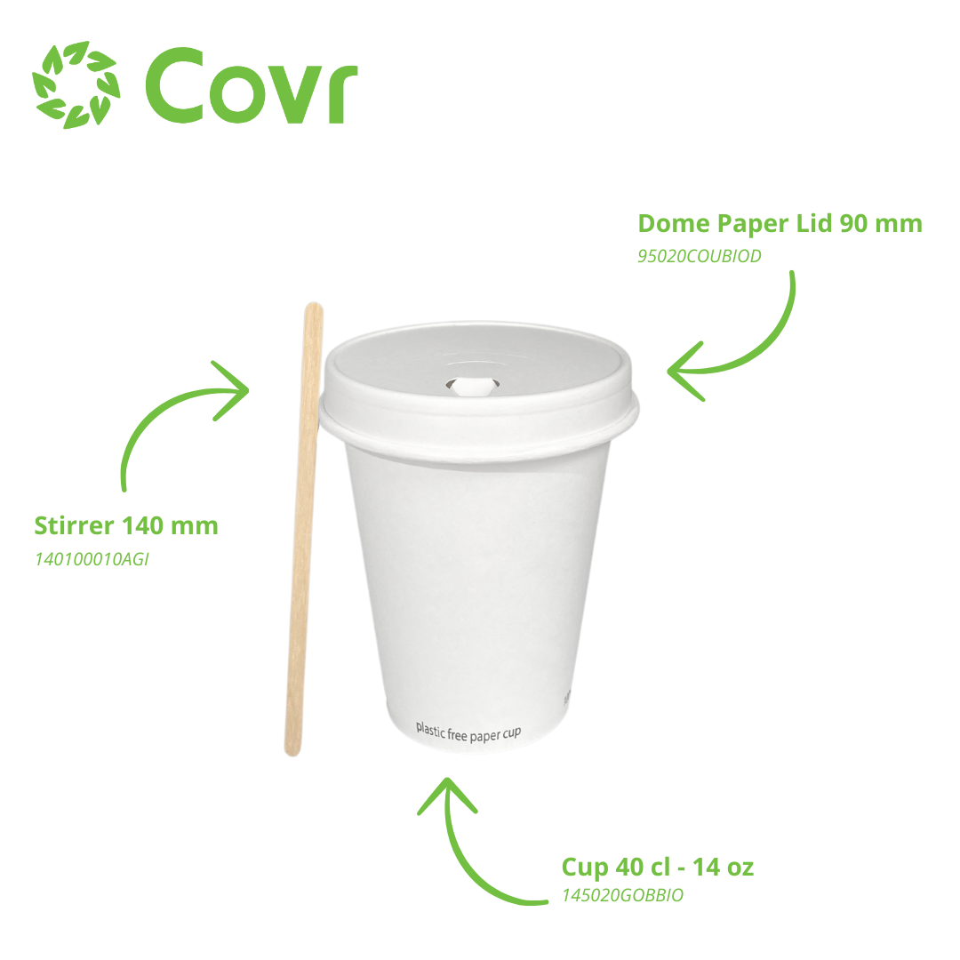 White plastic-free paper cups 40 cl - 14 oz (1000 units)