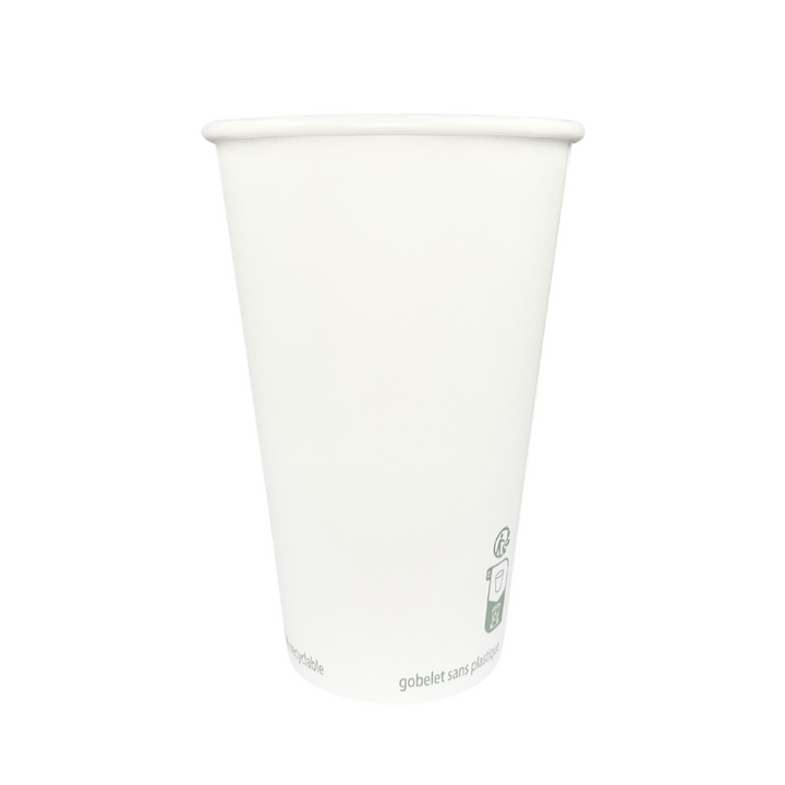 Bicchieri di carta bianchi senza plastica 50 cl - 16 oz (1000 unità)