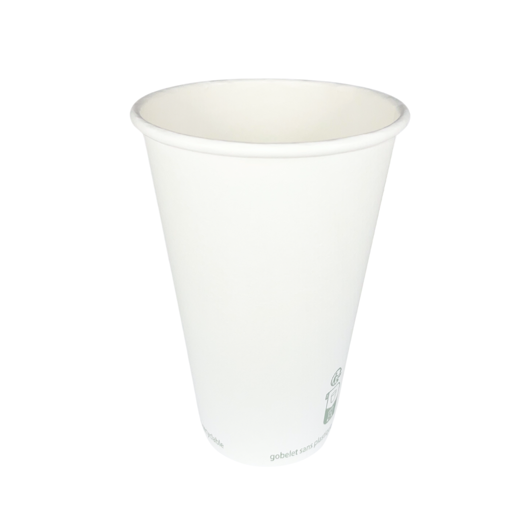 Bicchieri di carta bianchi senza plastica 50 cl - 16 oz (1000 unità)