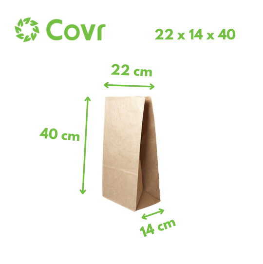 Bag 22+14x40 cm in brown kraft paper without handle (350 units)